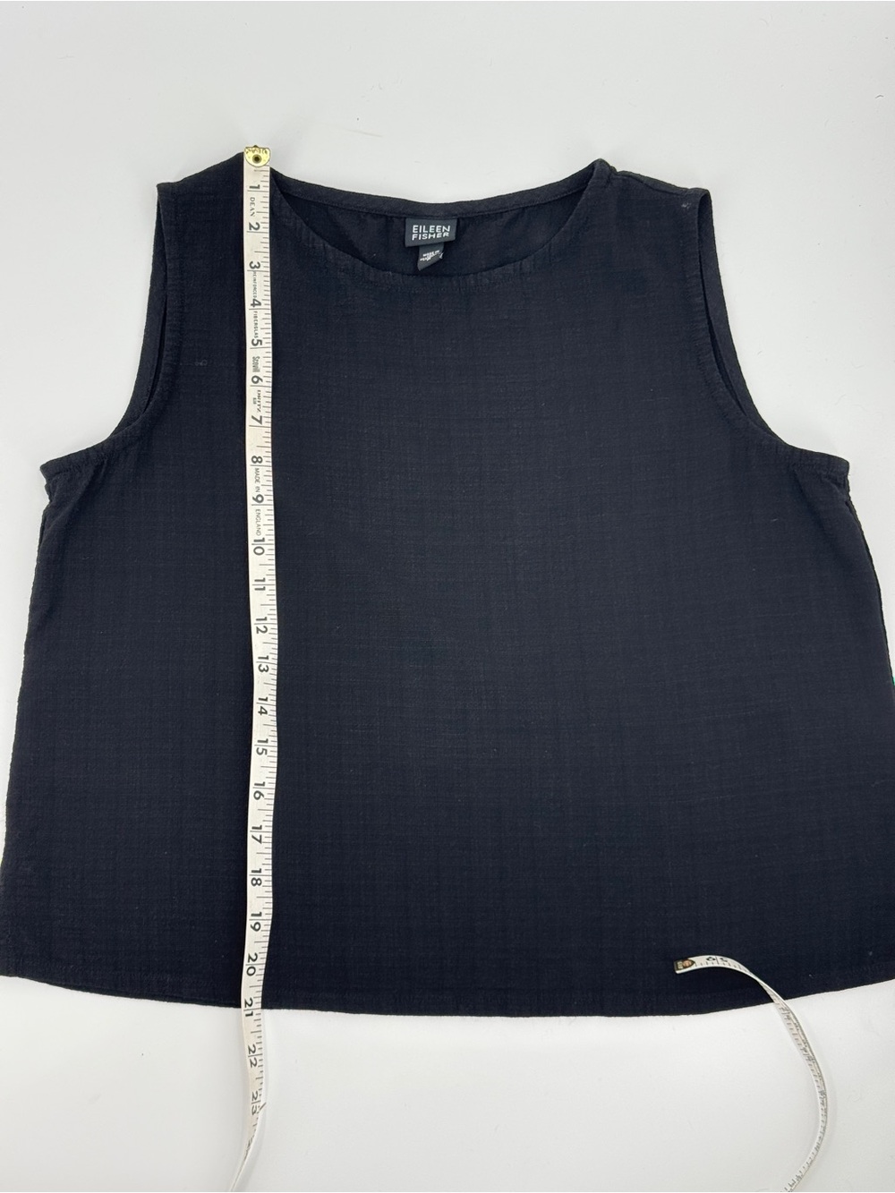 Eileen Fisher Black Linen Blend Scoop Neck Shell Tank Quiet Luxury - Picture 5 of 8
